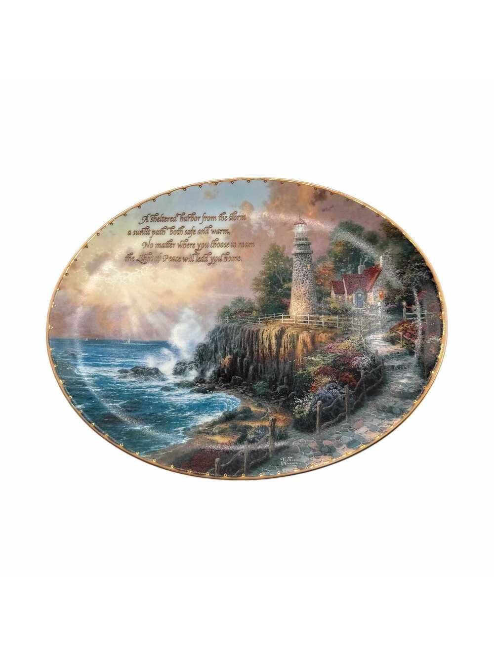 Vintage 1997 Thomas Kinkade “The Light of Peace” 8.75” Oval Collector Plate